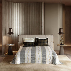 Bedding Set 1 Bedsheet King Size With 4 Pillow Cover - 108 X 108 Inches, White & Deep Black | Wedding, Bedroom, Date Night Collection | 300 Thread Count