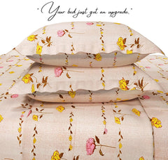 Super King Size Bedsheets With 2 Large Pillow Covers - 108 X 108 Inches, Peach & Yellow | Luxury Soft Brushed Glace Cotton - Long Lasting & Wrinkle Free | 3 Pcs Set