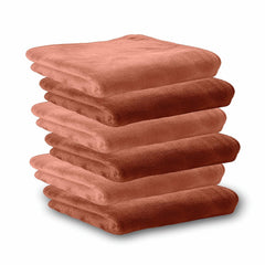 Housse Microfiber Hand Towel 1200 Gsm | Premium Quality Towels Ultra Absorbent & Anti-Bacterial For Gym (Warm Beige & Rustic Chestnut) - Pack Of 6