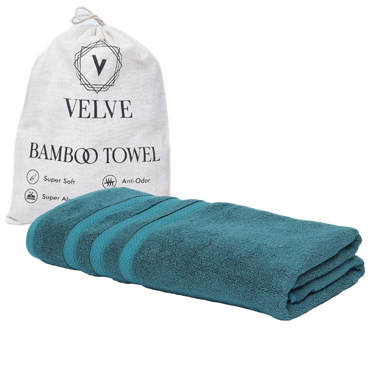 Velve Bamboo 100% Bamboo Bath Towel 600 Gsm | Ultra Soft, Super Absorbent, Antibacterial Bath Towel For Men & Women (Teal)