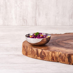 Silver Stainless Steel Katori Set Of 6 - Ribbed Pattern | Luxury Gift Collection, Mirror Finish - Premium Dahi Bhalla Bowls Wati | Serveware, Dinnerware & Tableware - Rhythm Garden Series