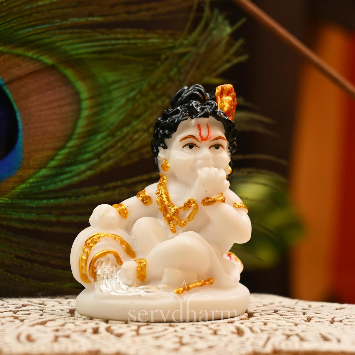 Baby Krishna Bal Gopal Murti, Decorative Showpiece, God Idol, Resin, White Idol, Beautiful Design, Handcrafted By Indian Artisans, All Occasions, Best Gift Option, Festivals Statue