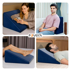 Wedge Pillows, Orthopedic Memory Foam Back Support For Bed, Navy Blue, Medium Size - 18 L X 17.5 W X 11 H Inch | Wedge Cushion, For Acid Reflux, Snoring, Leg Elevation, Removable Cover