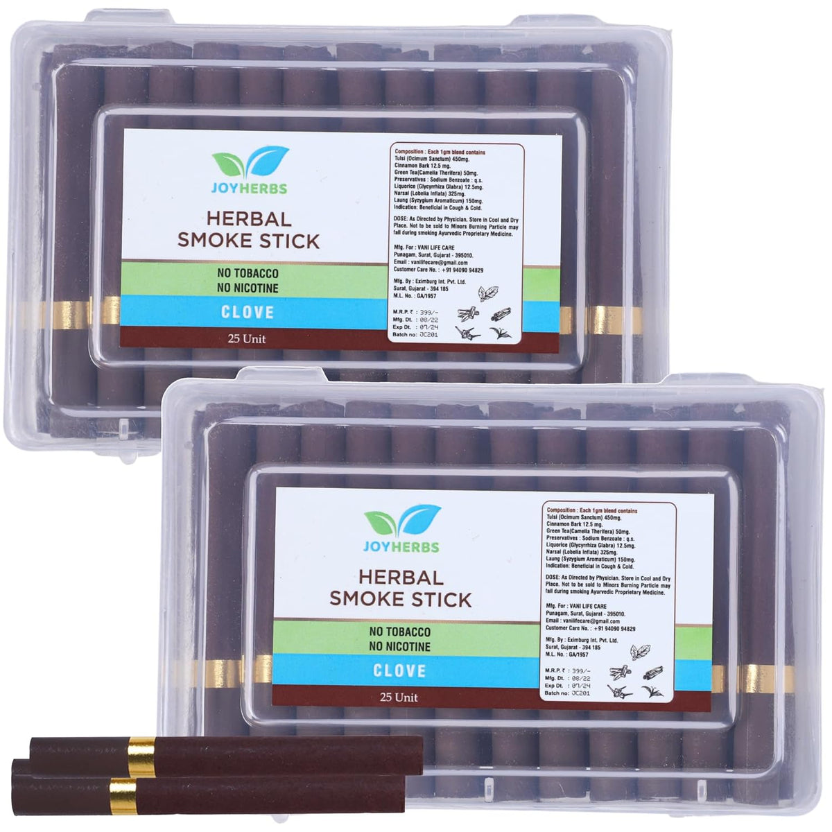 Herbals Clove Flavour Cigarette Herbal Smoke Sticks - 2 Packet (50 Sticks) - Tobacco And Nicotine Free