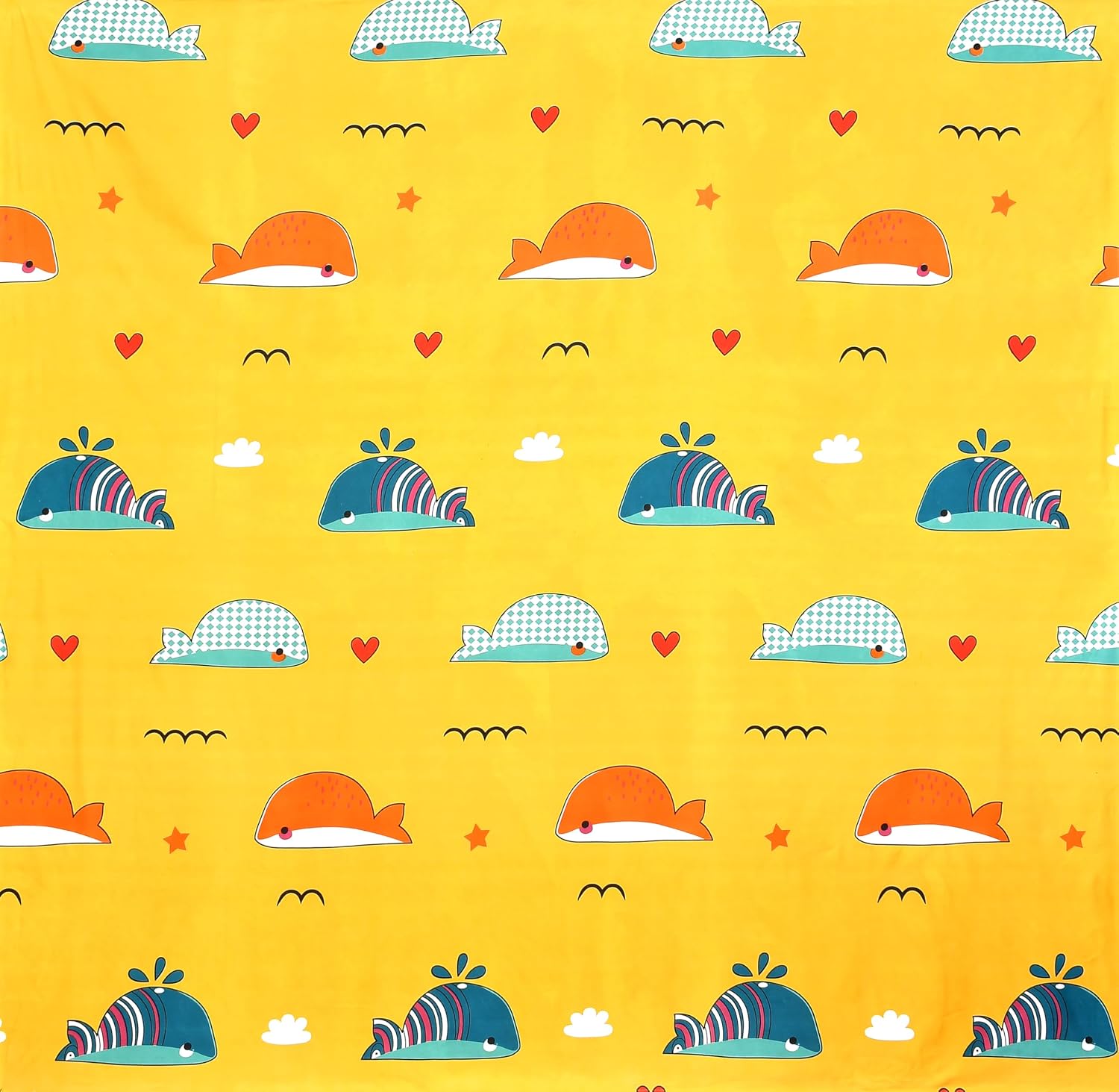 Printed Kids Bedsheet For Queen Size With 2 Pillow Covers - 90 X 100 Inches, Yellow | Soft & Skin-Friendly Fabric | Suitable For All Seasons