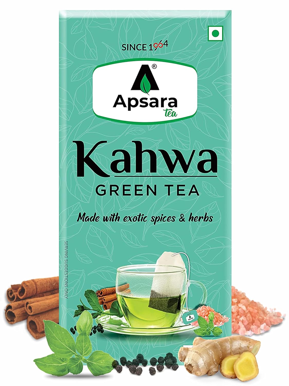 Apsara Detoxifying Kahwa Green Tea - 10 Tea Bags | Blended With Rock Salt, Tulsi, Cardamom, Cinnamon, Black Pepper, Ashwagandha Tea - Immunity Booster, Promotes Skin Glow
