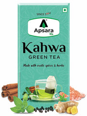 Apsara Detoxifying Kahwa Green Tea - 10 Tea Bags | Blended With Rock Salt, Tulsi, Cardamom, Cinnamon, Black Pepper, Ashwagandha Tea - Immunity Booster, Promotes Skin Glow
