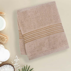 Micro Cotton Remy Basel Luxury Terry Cotton Bath Towel 550 Gsm | Super Comfortable 100% Long Staple Cotton Bath Towel (Apricot)