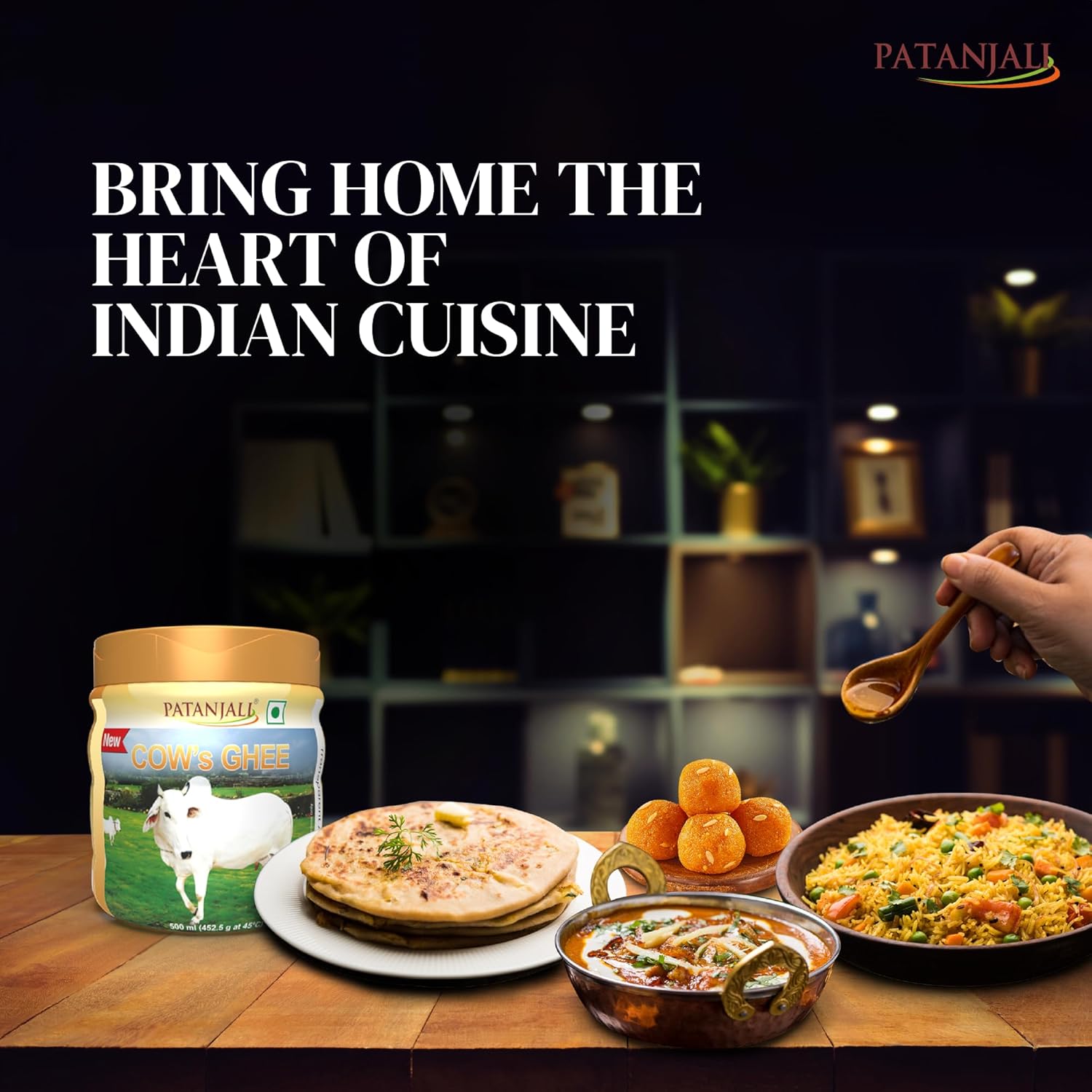 100% Natural Cow'S Ghee By Patanjali | High In Vitamins A, D & Healthy Desi Ghee For Protact Eyesights | (500ml) 16.9 Ounce | Jar Pack