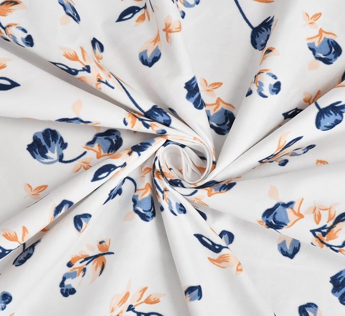 Premium Cotton Bedsheets Elastic Fitted With 1 Pillow Covers - Single Bedsheet Size 28x18 Inches, Blue Lily | Single Mattress Bed With All Around Elastic 350 TC Super soft