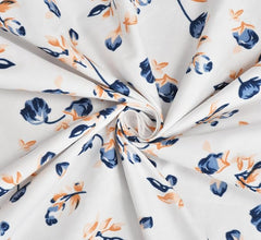 Premium Cotton Bedsheets Elastic Fitted With 1 Pillow Covers - Single Bedsheet Size 28x18 Inches, Blue Lily | Single Mattress Bed With All Around Elastic 350 TC Super soft