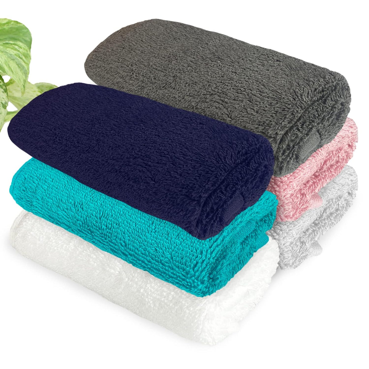 Heelium Bamboo Face Towel 1 Kg | Ultra Absorbent & Odour-Free 3x Softer Than Cotton Towels | Pack Of 6 -White, Light Grey, Peach, Blue, Teal & Grey