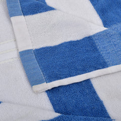 Kuber Industries Cotton Bath Towels 600 Gsm | Easily Washable Workout Gym Napkins For Men | Pocket Towel - Blue & White (Pack Of 2)