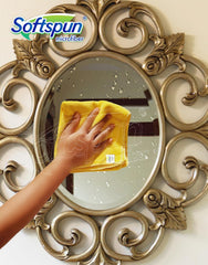 Softspun Microfiber Cleaning Cloths 450 Gsm | Highly Absorbent, Lint & Streak Free, Multi -Purpose Wash Cloth For Kitchen, Car, Window, Stainless Steel (4 Pcs)- Yellow