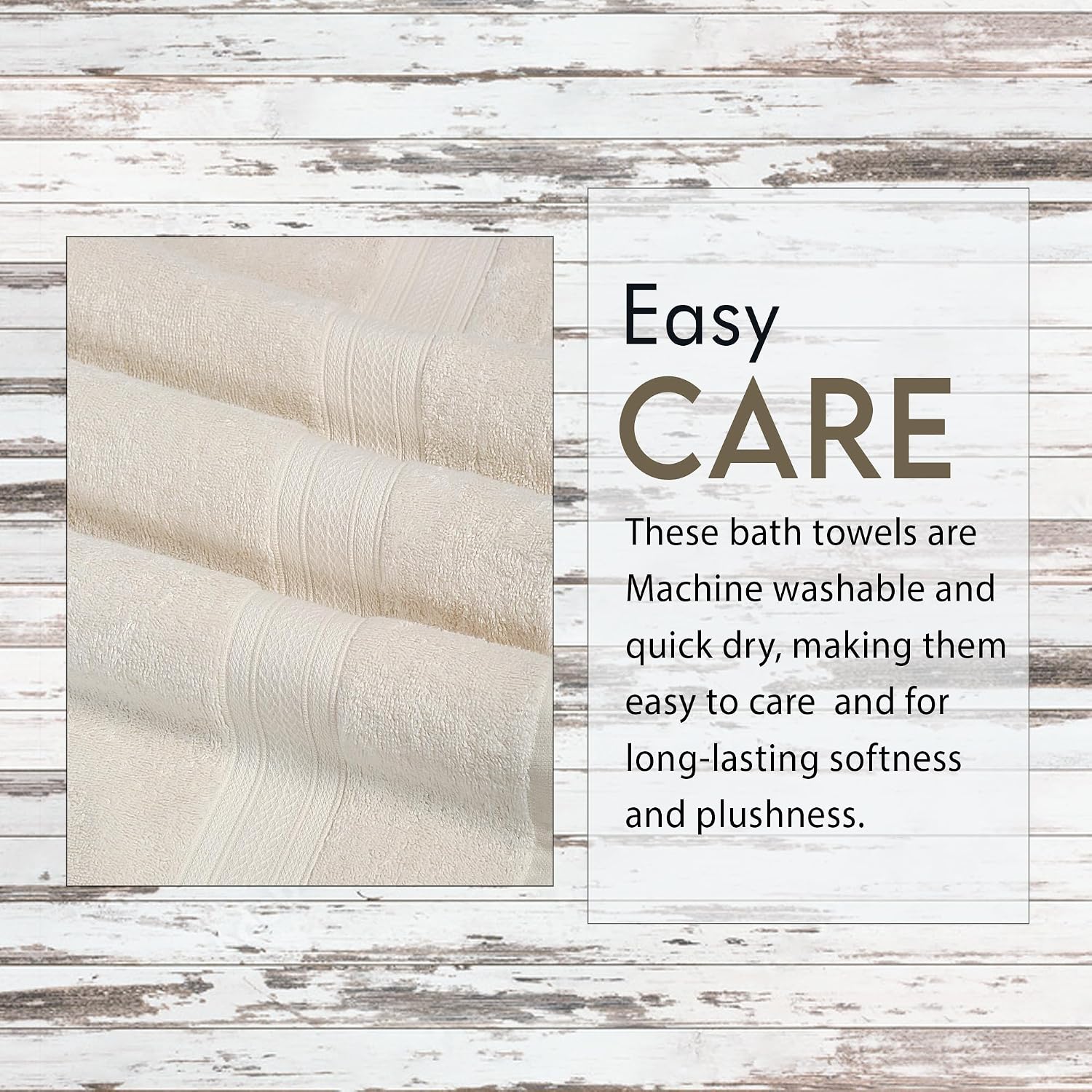Ambra Linens Highly Absorbent Bath Towel 1850 Gsm | 100% Cotton Soft & Plush All Seasons Use Large Size -4 Pcs (Cream)