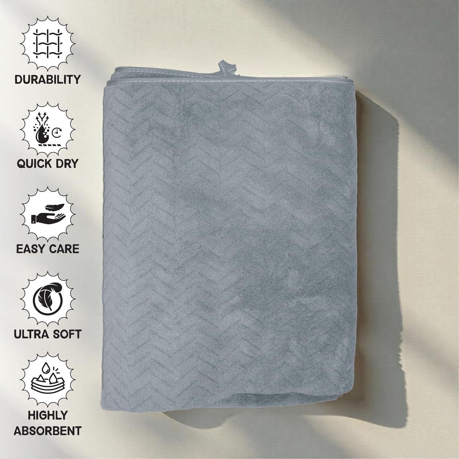 Housse Microfiber Nova Coral Fleece Bath Towel 450 Gsm | Ultra Soft Super Absorbent Towels For Gym, Yoga & Beach (Grey) - Pack Of 1
