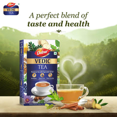 Dabur Vedic Tea Black Tea 500gm, 17.6 Ounce + Detox Kahwa Green Tea, 25 Tea Bags | Herbal Infusion Premium Tea With 30+ Ayurvedic Herbs - Zingy, Spicy Taste, High Caffeine