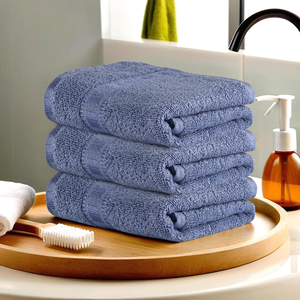 Kuber Industries Cotton Face Towel 600 Gsm | Workout Gym Napkins Hand Towel For Men & Woman Quick-Drying Napkins -Dark Blue (Pack Of 3)