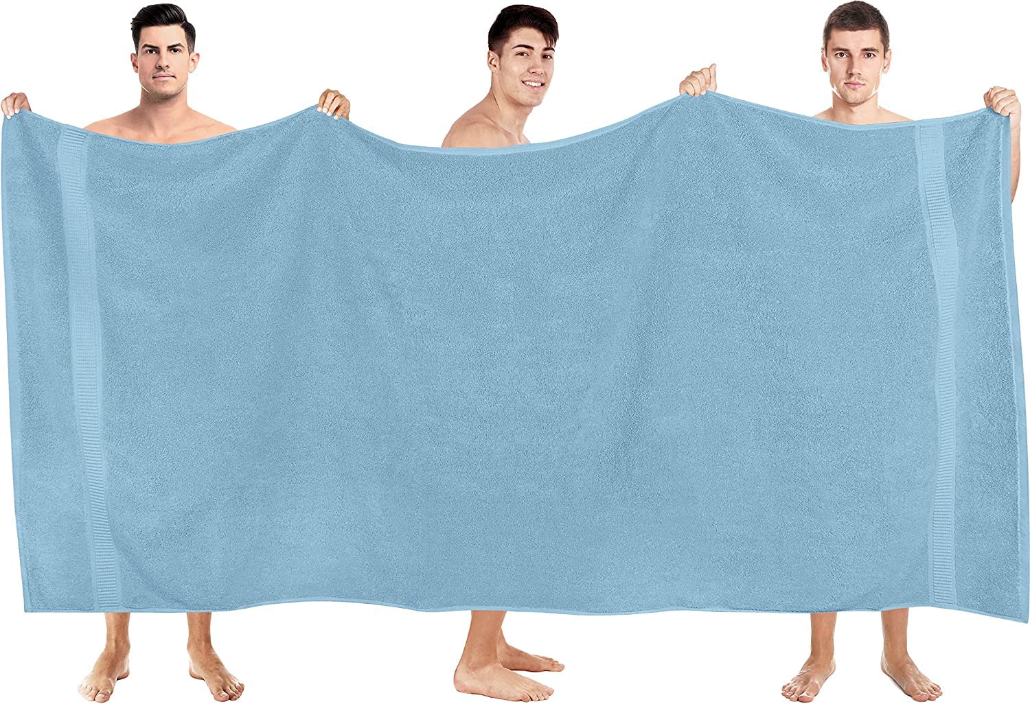 Tiqh 100% Cotton Bath Towel 600 Gsm | Highly Absorbent & Quick Dry Extra Large Bath Towel (Sky Blue)