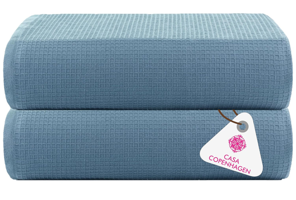 Casa Copenhagen Egyptian Cotton Exotic Hand Towel 400 Gsm (Wf Dusty Blue)- 2 Pcs