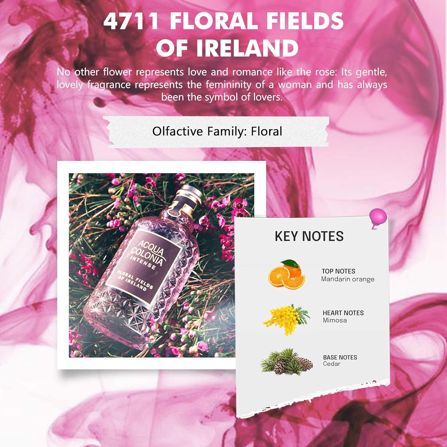 4711 Acqua Colonia Intense Floral Fields Of Ireland Eau De Cologne 50ml 1.6 Fl.oz. | Best Aniverssary Gift For Wife