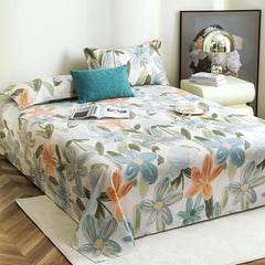 Bedsheet For Double Bed Cotton With 2 Pillow Covers, White & Light Blue - Queen Size 88 X 100 Inches | 190 Thread Count - Ideal For Festive Occasions
