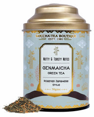 San-Cha Genmaicha Green Tea - 50gm, 1.7 Ounce | Nutty & Toasty Notes, Roasted Japanese Style - Environment Friendly & Made In Corn Fiber | Low Caffeine