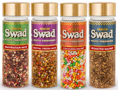 Panjon Swad Navratan Mix Mukhwas, Coloured Saunf, Royal Fresh, Roasted Saunf Pachak Candy Mouth Freshener 500gm, (125gm *4 Bottle)