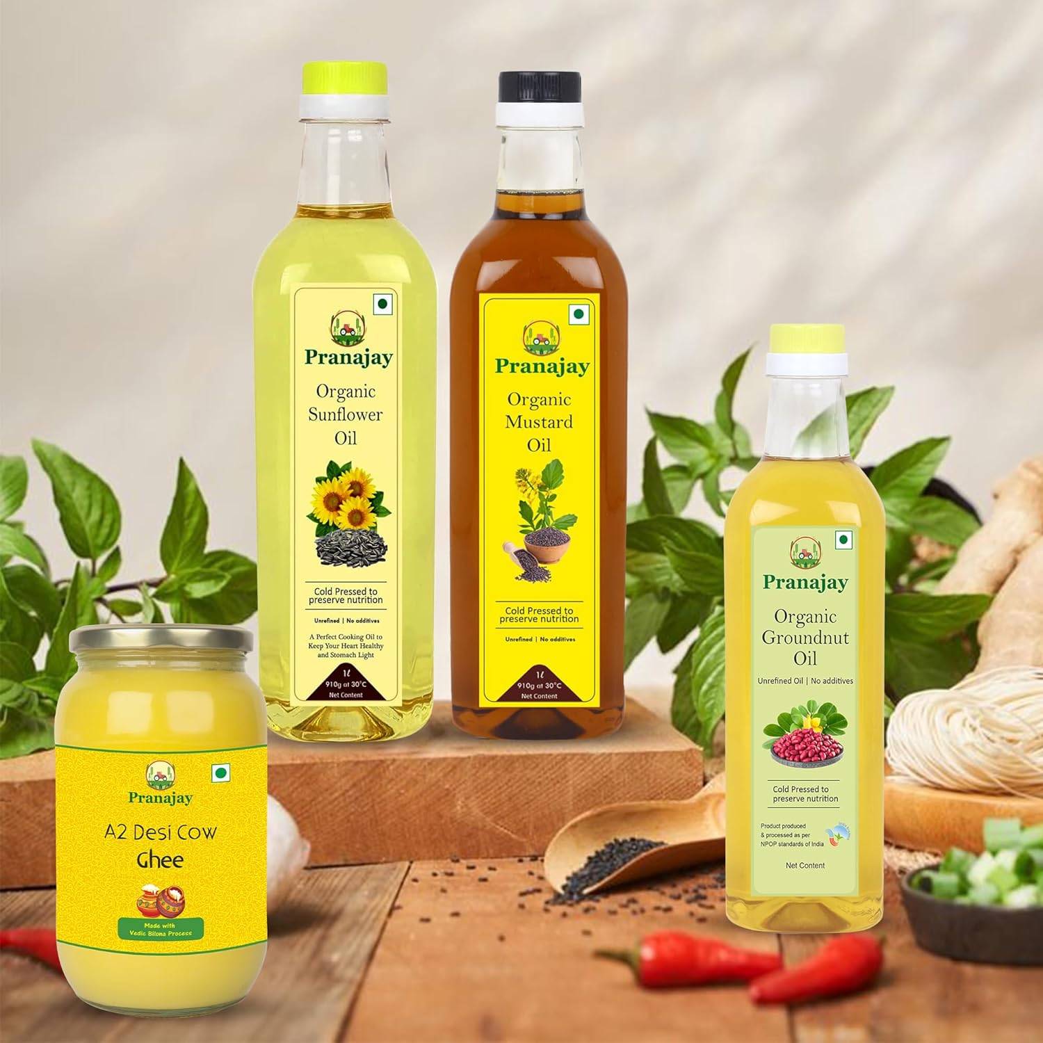 Premium A2 Desi Cow Ghee By Pranajay | Highly Nutritious & Healthy Vedic Bilona Method Desi Ghee Good For Cooking | 3 Litre (500ml * 6) 101.4 Ounce | Jar Pack