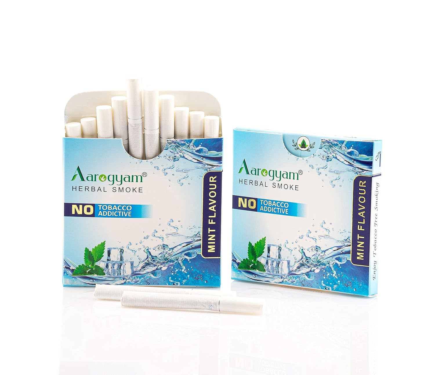 Aarogyam Herbals 100% Tobacco & Nicotine Free Cigarette For Relieve Stress & Mood Enhance Product For Smokers - 10 Sticks In Each Packet (Mint Flavour, Pack Of 50)