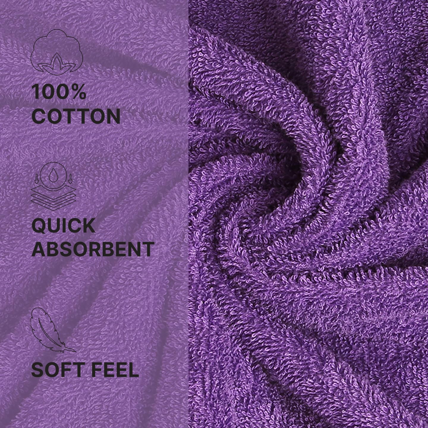 Welspun 100% Cotton Quik Dry Bath Towel 380 Gsm | High Absorbency Super Soft, Fast Drying Bath Towels | Large Size Bath Towel For Men & Women (Dark Violet)