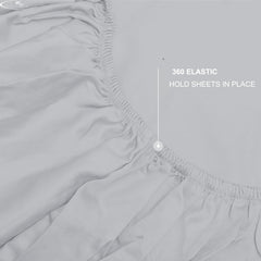 Single Size Fitted Bedsheet With 2 Pillow Covers - 36 X 78 Inches, Silver | All-Round Elastic | Comfortable, Wrinkle Resistant, Fade Resistant & Environmentally Friendly