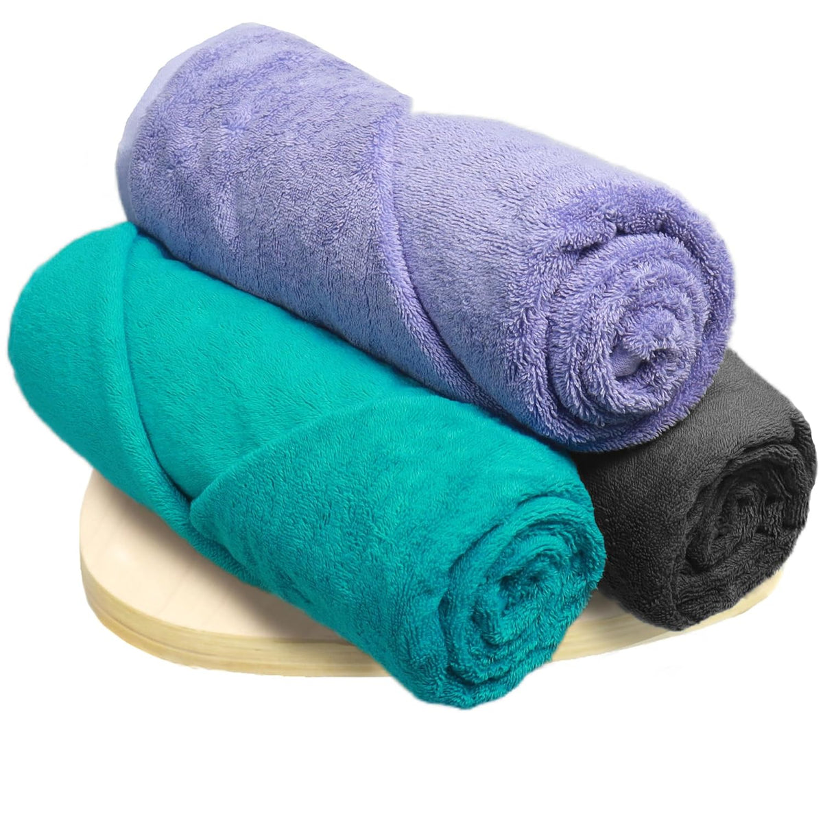 Heelium Bamboo Bath Towel 1500 Gsm | Ultra Absorbent 3x Softer Than Cotton Towels - Pack Of 3 (Iris, Grey, Teal)