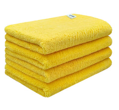 Softspun Microfiber High Loop Cleaning Cloths Towel 500 Gsm | Highly Absorbent, Lint & Streak Free, Multi-Purpose Wash Cloth For Kitchen, Window, Silverware - Pack Of 4 (Yellow)