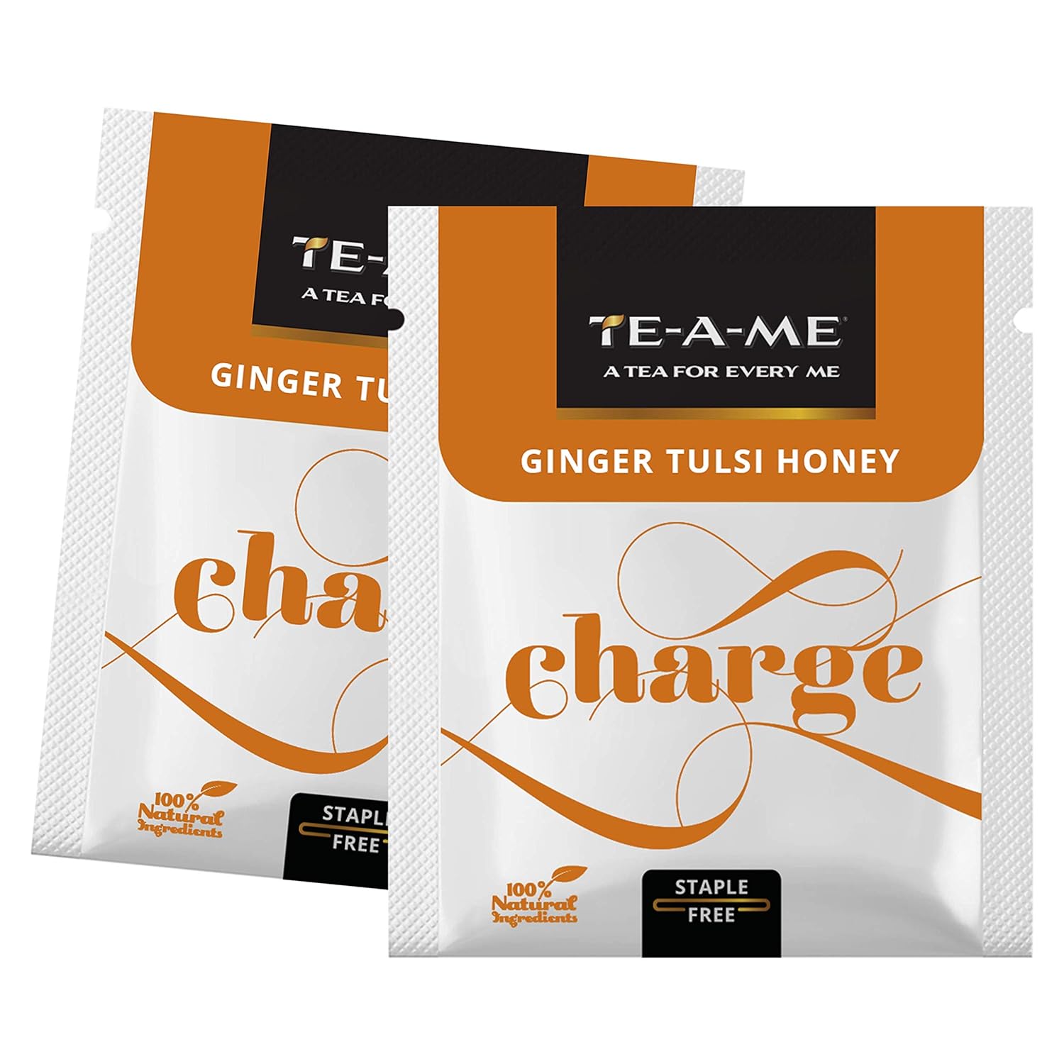 TE-A-ME Charge Ginger Tulsi Honey Tea - 25 Infusion Tea Bags | Boosts Immunity, Helps In Digestion - Caffeine Free, Biodegradable