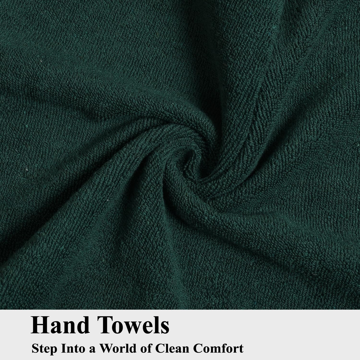 Fresh From Loom Luxury Fur Collection Hand Towel 500 Gsm Napkins Cotton High Absorbency Double Stitched Size (Dark-Green) - Set Of 6