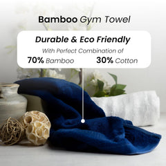 Mush Bamboo 100% Bamboo Hand Towels 400 Gsm | Ultra Soft, Absorbent & Quick Dry Towel (Navy Blue & White) - Set Of 2
