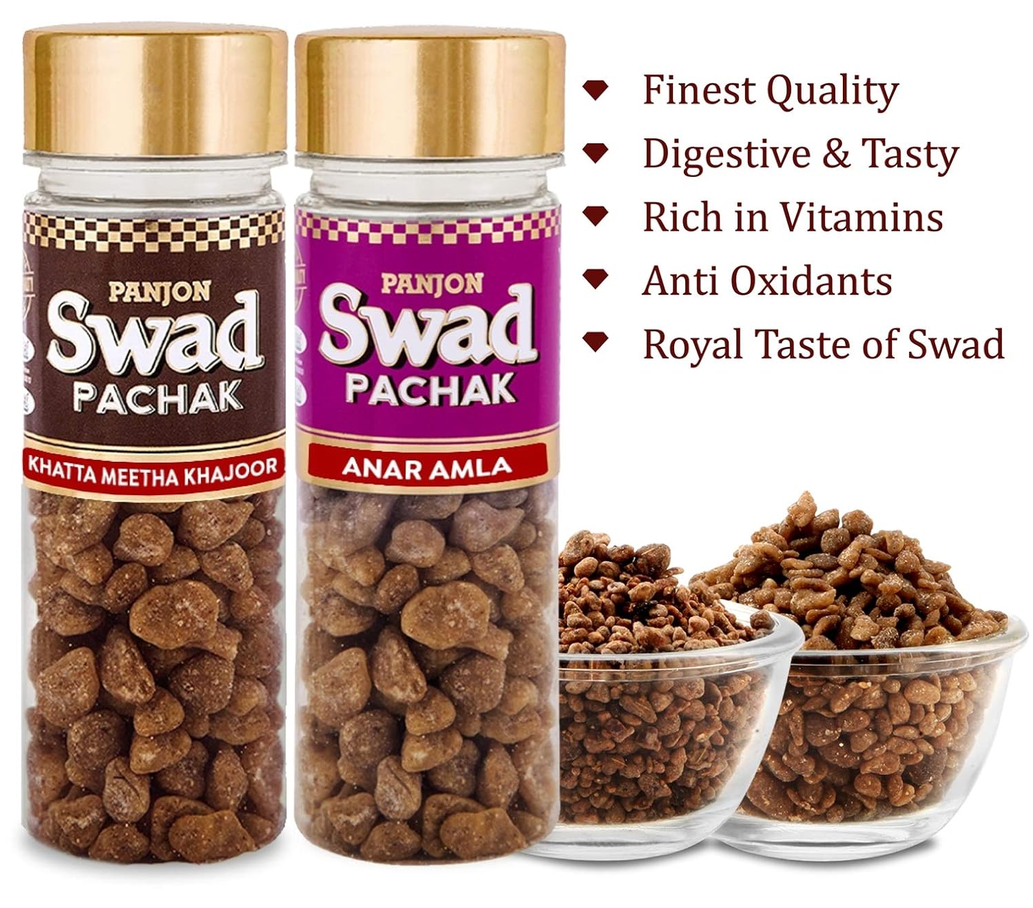 Panjon Swad Khatta Meetha Khajoor & Anar Amla Mukhwas 500gm, (250gm *2 Bottles)