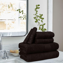Boutiquo 100% Cotton 2 Bath, 2 Hand & 2 Face Towels 1800 Gsm | Eco-Friendly Towels For Men & Women Ultra Soft & Highly Absorbent - Chocolate Brown (Set Of 6)