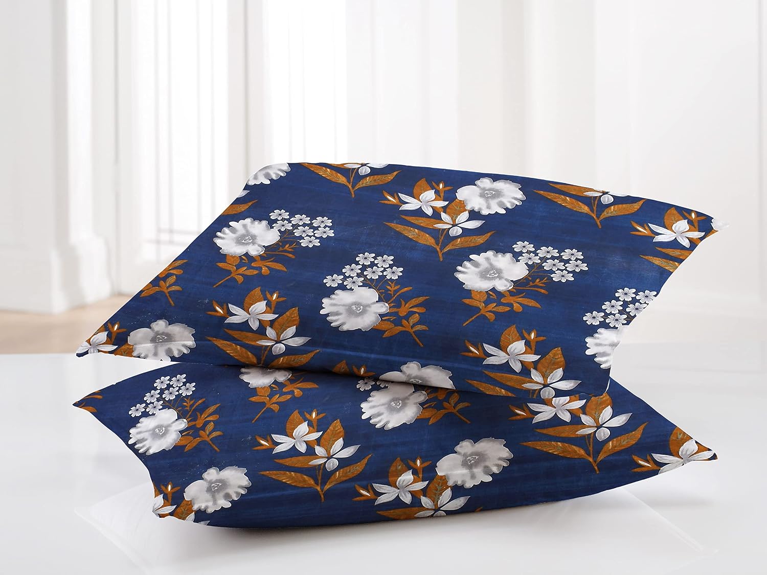 Microfiber Double Bedsheet With 2 King Size Pillow Covers Breathable - 90 X 90 Inches, Dark Blue | Ideal For All-Season Comfort Bedsheet