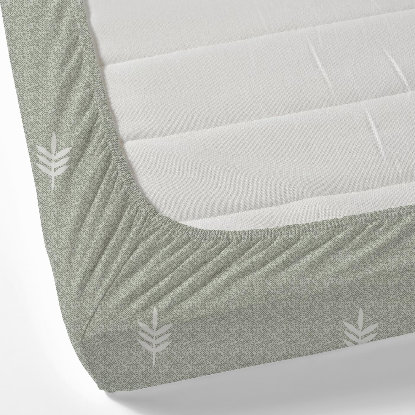 Bedsheets For King Size Bed Cotton With 2 Pillow Covers - 72 X 78 Inches, Sage Green & White | All Around Elastic Fitted | Long Lasting & Soft To Touch