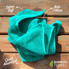 Heelium Bamboo Bath Towel 1000 Gsm | Ultra Absorbent 3x Softer Than Cotton Towels (Teal & White)- Pack Of 2