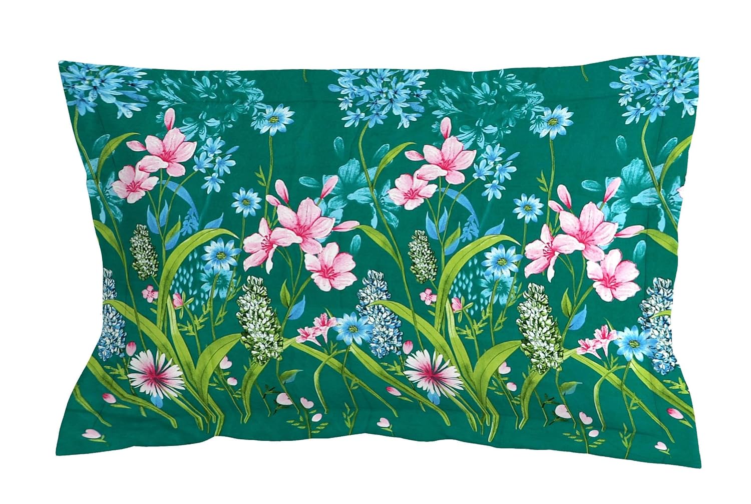 1 Single Bedsheet With 1 Pillow Cover - 48 X 72 X 8 Inches, Dark Green | All Around Elastic Fitted Bedsheets | Hand Wash Or Machine Wash Warm