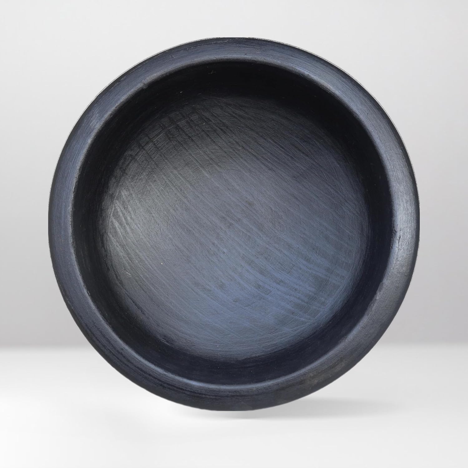 Deep Burned Uncoated Clay Pot Or Mitti Handi With 2 Spatulas Complimentary For Cooking & Serving - Black, 1 Liter | Pre-Seasoned Mud Pot - Unglazed, Double Fired, Hand Crafted