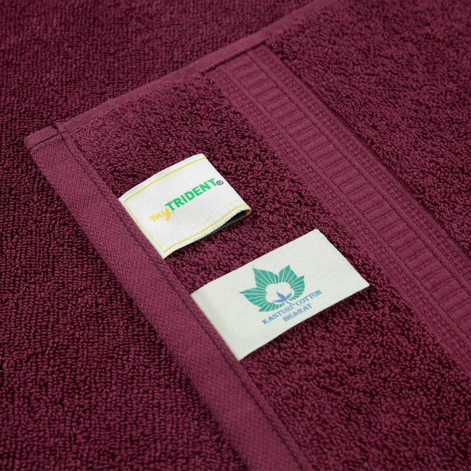 Mytrident Classic Kasturi Collection 1 Bath + 1 Small Bath & 2 Hand Towels 1200 Gsm | Highly Absorbent Towels For Bath - Fig Wine (Set Of 4)