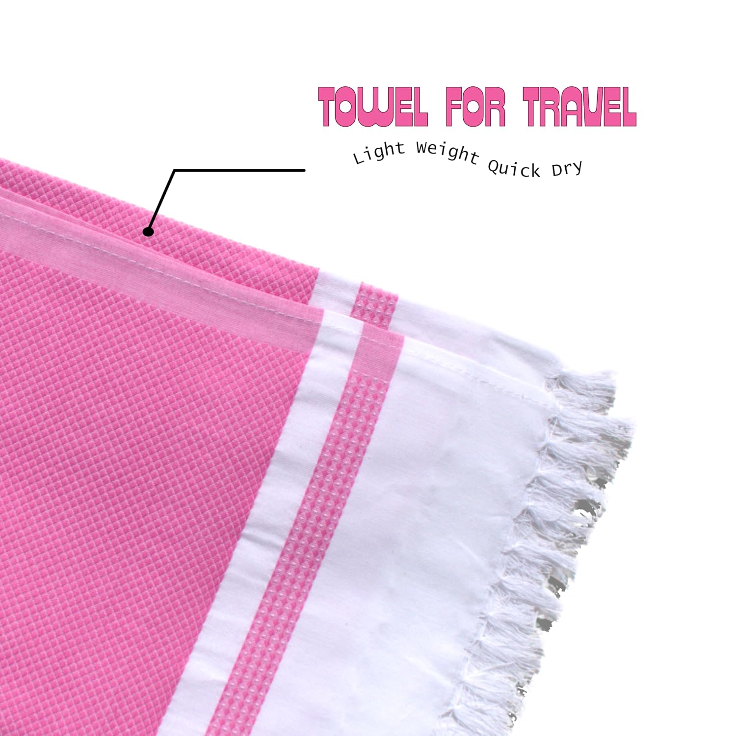 Pure Cotton Turkish Bath Towel 350 Gsm | Extra Soft Plush Light Weight Quick Dry Travel Thin Towels (Baby Pink)