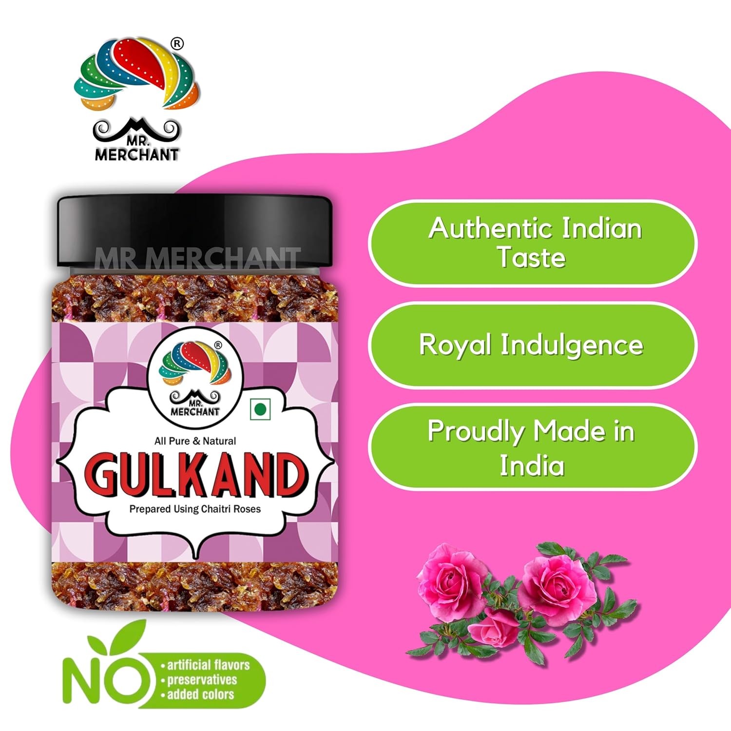 Mr. Merchant Natural Gulkand Chaitri Roses 800gm, (Rose Petal Jam) | Jar Pack