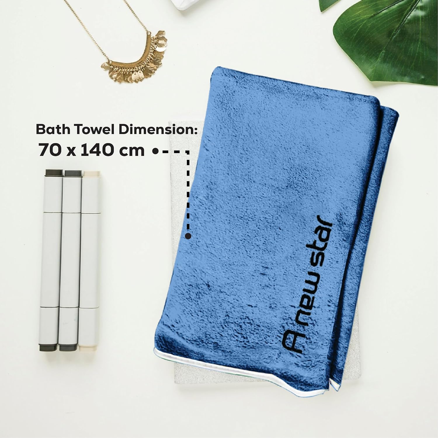 Housse Premium Soft Microfiber Embroidery Bath Towel 350 Gsm | Soft Absorbent Quick-Drying Sweat Towel (Dark Blue)