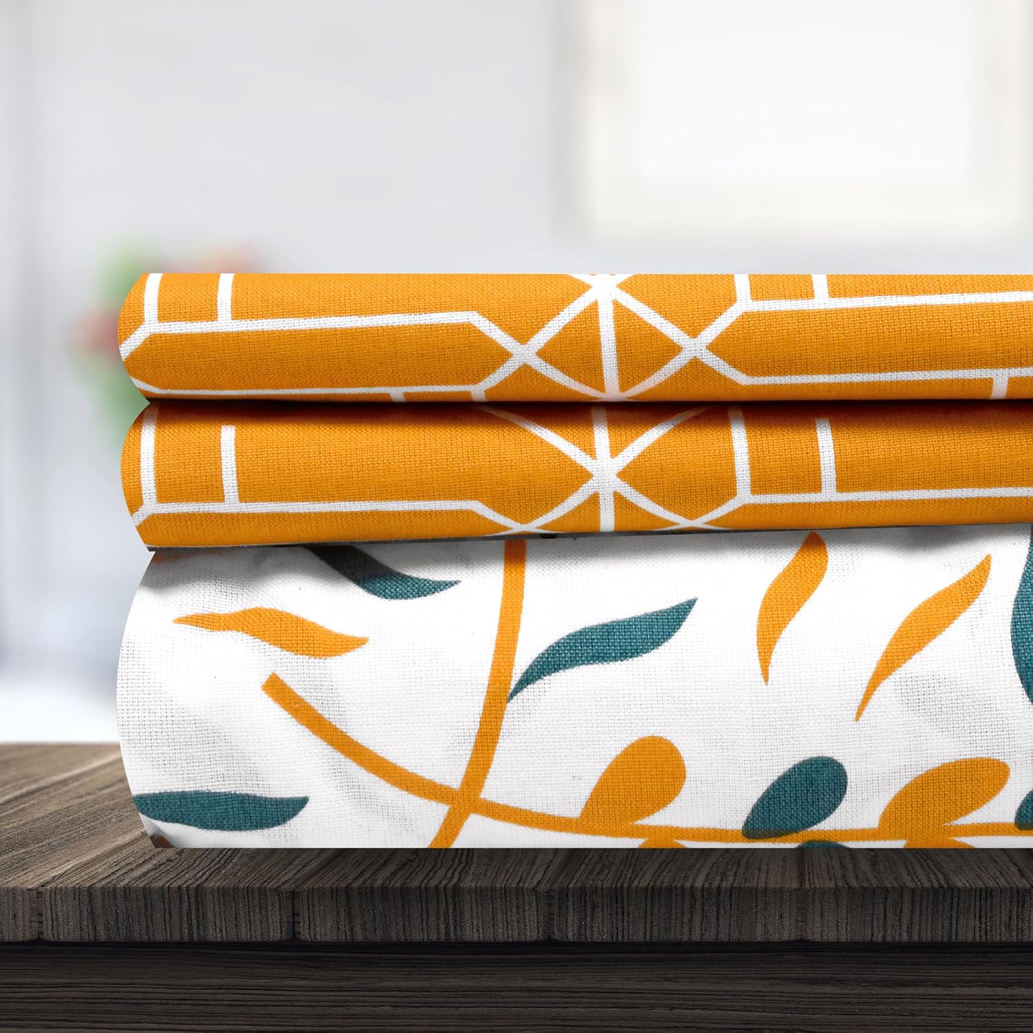 Soft Cotton Double Bedsheet For Queen Size With 2 Pillow Covers | 87 X 100 Inches, Mustard & White - Soft & Breathable Fabric | Comfortable For Daily Use