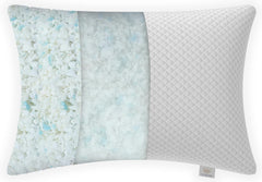 Memory Foam Pillow, Bed Pillow, White Checks Color - 17 X 27 Inch Inch | Antimicrobial Cover, Portable, Cooling, Adjustable, Compressible, Removable Cover, Long-Lasting - 1 Piece